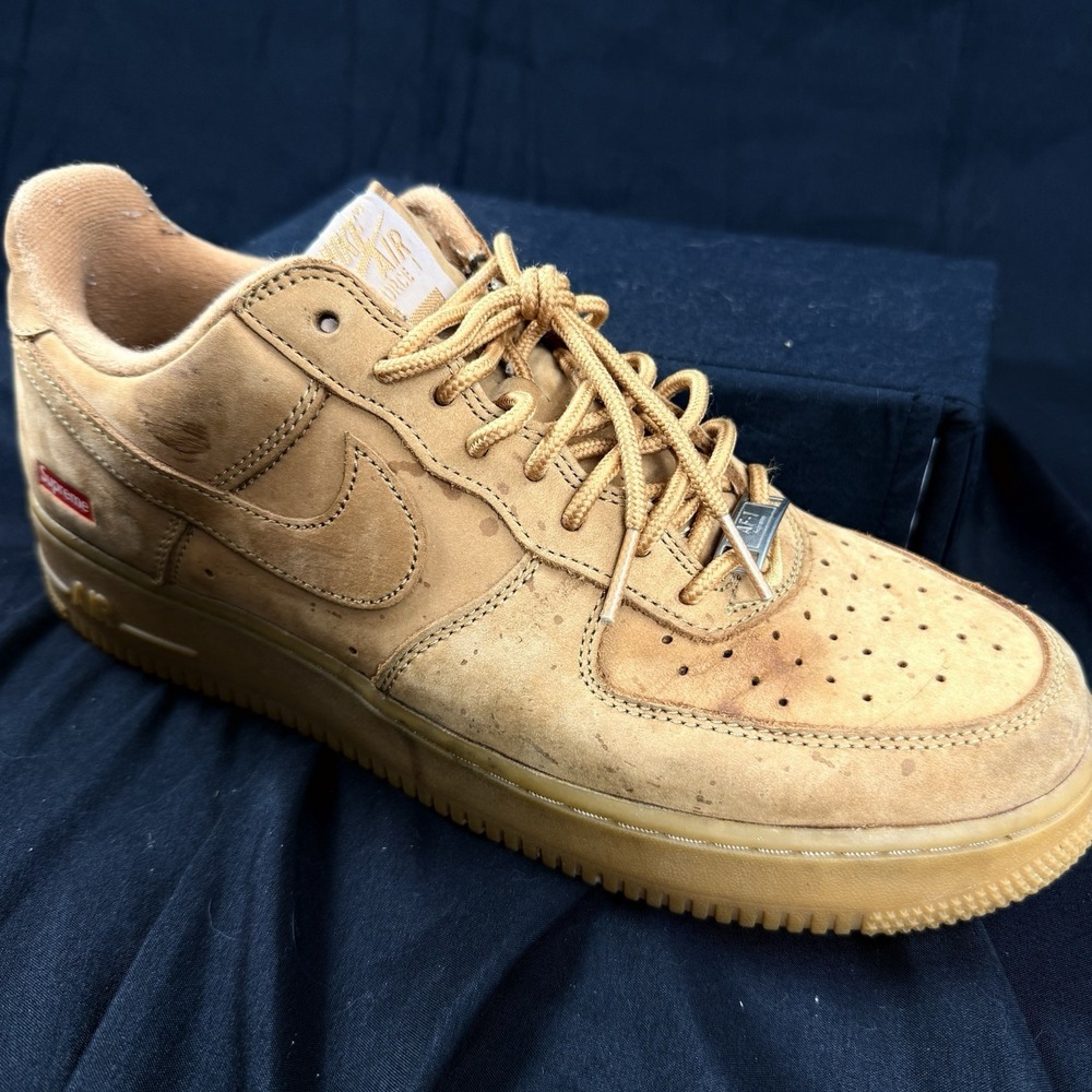 Nike Air Force 1 Supreme Wheat Men's Size 9.5 Sneakers - Picture 6 of 15